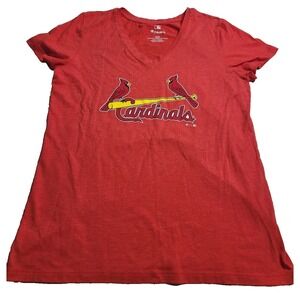 Fanatics MLB St. Louis Cardinals V-Neck T-Shirt Women's Size Large Red Baseball
